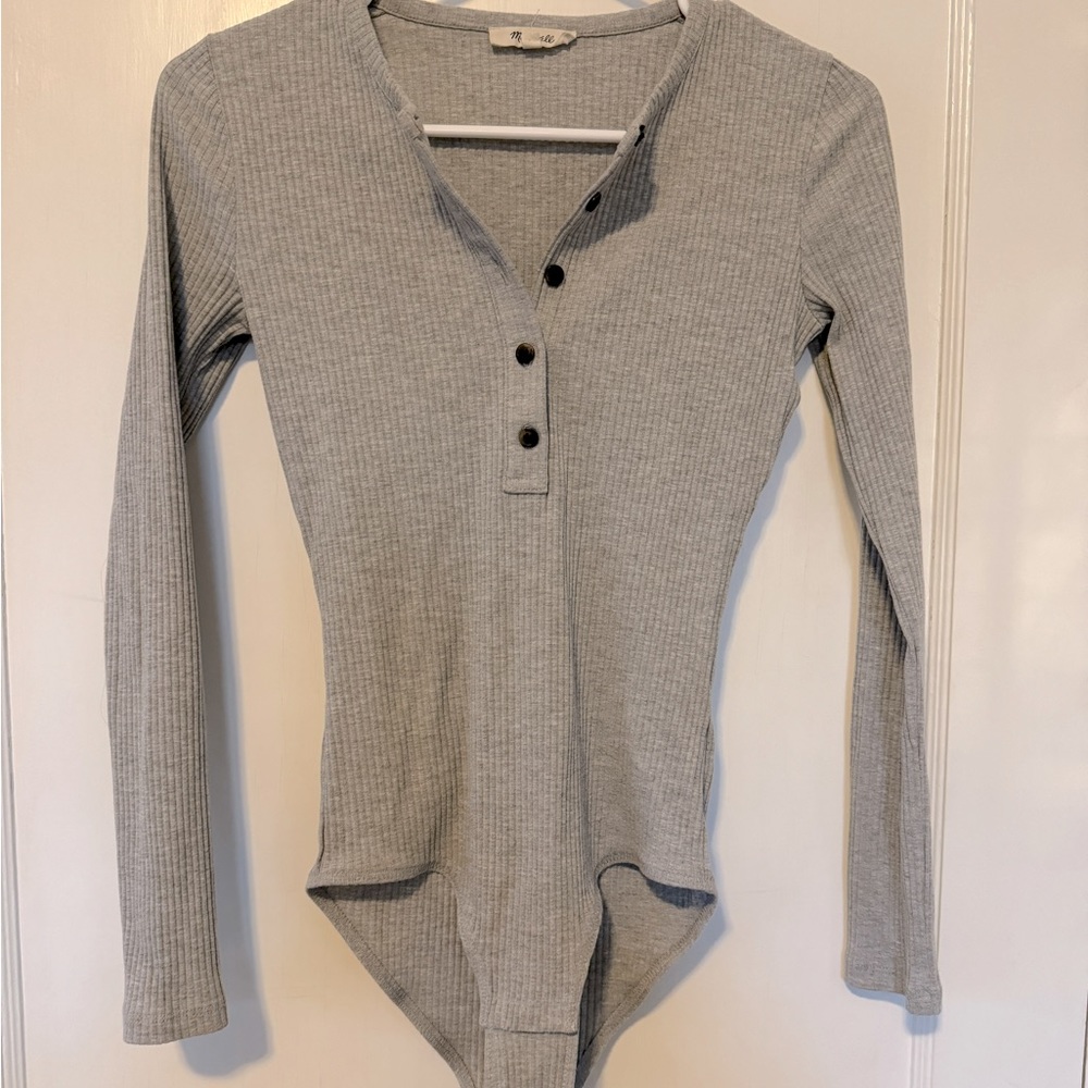 Madewell XS Grey Henley Bodysuit